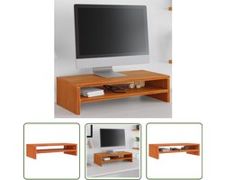 vidaXL Computerstandaard - Monitorstandaard - Monitorstandaard 50x24x13 cm massief grenenhout wasbruin - Laptopstandaard - Bureaustandaard - Grenenhouten Standaard