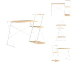 vidaXL Computertafel - Computertafels - Computerbureau - Computerbureaus - Bureau met schap 116x50x93 cm wit en eikenkleurig