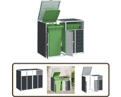 vidaXL Containerberging - 2 containers - Staal - Antraciet Containerberging - Afvalbakberging - Tuinkast - Buitenshuisopslag - Vuilnisbergingskast