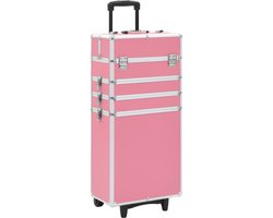 vidaXL Cosmetica Organizer - Make-up Trolley - Make-up trolley aluminium roze - Beauty Case - Rozerde Make-up Tas - Aluminium Make-up Kast