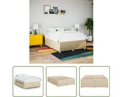 vidaXL Creme Kleur - Bed Frame - Bedframe zonder matras stof crèmekleurig 160x200 cm - Boxspring - Tweepersoonsbed - Houten Bed
