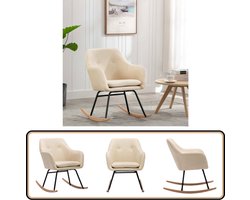 vidaXL Crème Schommelstoel met Kussen - Stijlvol & Comfortabel Schommelstoel - Lounge Stoel - Relaxfauteuil - Zitje - Buitenstoelen