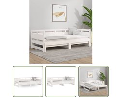 vidaXL Daybed - Slaapbank - Slaapbank uitschuifbaar massief grenenhout wit 2x(90x190) cm - Bankslaap - Houten Slaapkamermeubel - Grenenhout Meubels