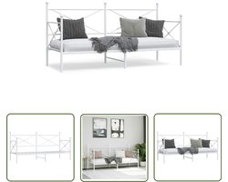 vidaXL Daybed - Slaapbank - Slaapbank zonder matras 80x200 cm staal wit - Staal - Wit - Opbergruimte