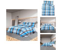 vidaXL Dekbed - Dekbedden - Dekbedovertrek - Overtrek - Dekbedovertrekset 135x200 cm katoen blauw en grijs