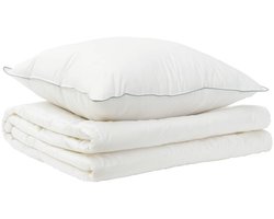 vidaXL - Dekbed - en - Kussen - Set - 2 - st - 140x200 - cm - Zomer - 200 - GSM - Wol - Wit