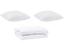 vidaXL - Dekbed - met - kussen - 3 - pcs - Wit - Microvezel