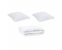 vidaXL - Dekbed - met - kussen - 3 - pcs - Wit - Microvezel