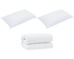 vidaXL - Dekbed - met - Kussens - met - kussen - 3 - pcs - Wit - Microvezel