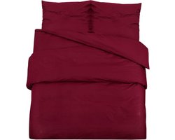 vidaXL - Dekbedovertrekset - 135x200 - cm - katoen - bordeauxrood
