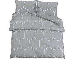 vidaXL - Dekbedovertrekset - 135x200 - cm - katoen - grijs