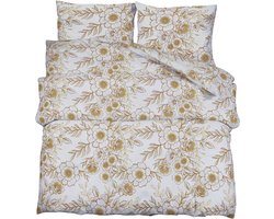 vidaXL - Dekbedovertrekset - 135x200 - cm - katoen - wit - en - bruin