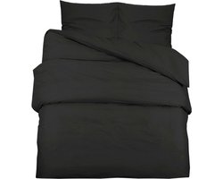 vidaXL - Dekbedovertrekset - 140x200 - cm - katoen - zwart
