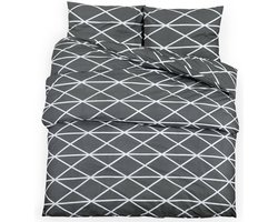 vidaXL - Dekbedovertrekset - 200x220 - cm - katoen - grijs