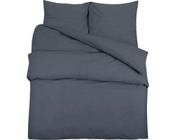 vidaXL - Dekbedovertrekset - 220x240 - cm - katoen - antracietkleurig