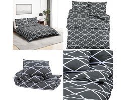 vidaXL Dekbedovertrekset 220x240 cm katoen grijs - Dekbed - Dekbedden - Dekbedovertrek - Overtrek