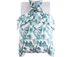 vidaXL Dekbedovertrekset bladeren 140x200/60x70 cm groen