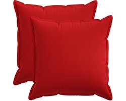 vidaXL - Dekenkussen - 2 - st - HOUTEN - Rood - 70 - x - 70 - cm - Faux - Linnen