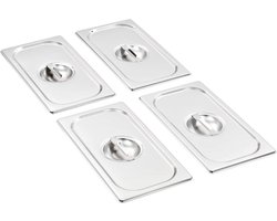 vidaXL - Deksels - 4 - st - voor - GN - 1/3 - schalen - roestvrij - staal