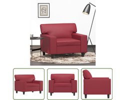vidaXL Designstoel - Fauteuil - Fauteuil 60 cm kunstleer wijnrood - Lounge Stoel - Rode Fauteuil - Kunstlederen Fauteuil