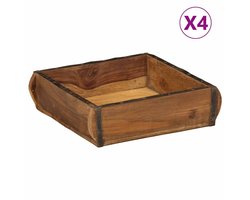 vidaXL - Dienblad - 4 - st - Bruin - 29 - x - 31 - x - 10 - cm - Massief - Gerecycleerd - Hout