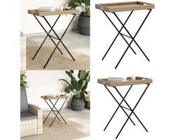vidaXL Dienbladtafel inklapbaar 65x40x75 cm poly rattan beige - Inklapbare Dienbladtafel - Inklapbare Dienbladtafels - Dienblad Tafel - Serveertafel