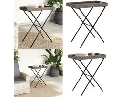 vidaXL Dienbladtafel inklapbaar 65x40x75 cm poly rattan grijs - Inklapbare Dienbladtafel - Inklapbare Dienbladtafels - Dienblad Tafel - Serveertafel