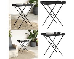 vidaXL Dienbladtafel inklapbaar 65x40x75 cm poly rattan zwart - Inklapbare Dienbladtafel - Inklapbare Dienbladtafels - Dienblad Tafel - Serveertafel