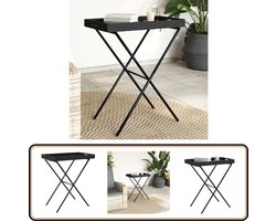 vidaXL Dienbladtafel - Inklapbaar - 65x40x75 cm - Zwart Tuinbank - Lounge Bank - Buitentijd - Outdoor Furniture - Poly Rattan