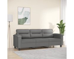 vidaXL Donker Grijze Bank - Drie Zits Bank - Driezitsbank 180 cm microvezelstof donkergrijs - Banks Kopen - Salon Meubilair - Lounge Bank