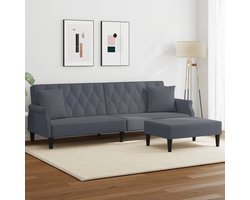 vidaXL Donkere Grijze Meubels - Slaapbank - Slaapbank 2-zits met kussens en voetenbank fluweel donkergrijs - Fluweel Sofa - Lounge Bank - Twee Persoons Bed