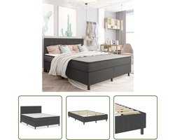 vidaXL Donkere Kleuren - Boxspring - Boxspring stof donkergrijs 160x200 cm - Tweepersoonsbed - Metal Frame - Slaap Comfort