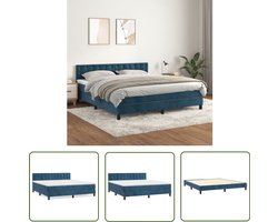 vidaXL Donkere Kleuren - Boxspringbed - Boxspring met matras fluweel donkerblauw 160x200 cm - Fluweel - Tweepersoonsbed - Adjustable Headboard