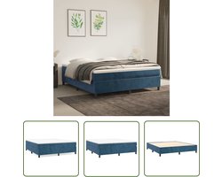 vidaXL Donkere Kleuren - Boxspringbed - Boxspring met matras fluweel donkerblauw 160x200 cm - Velvet Bed - Boxspring Frame - Tweepersoons Bed