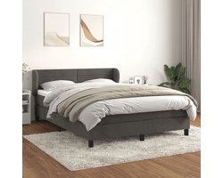 vidaXL Donkere Kleuren - Boxspringbed - Boxspring met matras fluweel donkergrijs 180x200 cm - Velvet Bed - Tweepersoons Bed - Pocketveer Matras