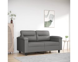 vidaXL Donkere Meubels - Tweezitsbank - Tweezitsbank 120 cm microvezelstof donkergrijs - Microfiber Sofa - Lounge Furniture - Salontafel