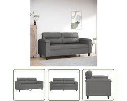 vidaXL Donkere Meubels - Tweezitsbank - Tweezitsbank 140 cm microvezelstof donkergrijs - Microfiber Bank - Banks Kopen - Salontafel