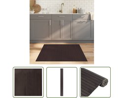 vidaXL Donkere Vloertegels - Bamboetapijt - Vloerkleed rechthoekig 100x100 cm bamboe donkerbruin - Woonkamer Accessoires - Kamerdecoratie - Modern Tapijt