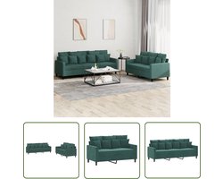 vidaXL Donkergroene Bank - Lounge Set - 2-delige Loungeset met kussens fluweel donkergroen - Velvet Bank - 2 Persoons Bank - 3 Persoons Bank