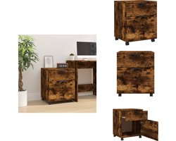vidaXL Dossierkast - Dossierkasten - Opberg Kast - Opbergkast - Dossierkast verrijdbaar 45x38x54 cm bewerkt hout gerookt eiken