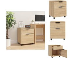 vidaXL Dossierkast - Dossierkasten - Opberg Kast - Opbergkast - Dossierkast verrijdbaar 45x38x54 cm bewerkt hout sonoma eiken