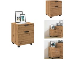 vidaXL Dossierkast - Dossierkasten - Opberg Kast - Opbergkast - Dossierkast verrijdbaar 45x38x54 cm hout artisanaal eikenkleur