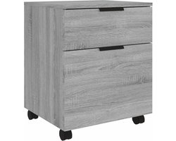 vidaXL - Dossierkast - verrijdbaar - 45x38x54 - cm - bewerkt - hout - grijs - sonoma