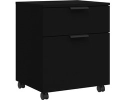 vidaXL - Dossierkast - verrijdbaar - 45x38x54 - cm - bewerkt - hout - zwart