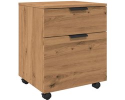 vidaXL - Dossierkast - verrijdbaar - 45x38x54 - cm - hout - artisanaal - eikenkleur