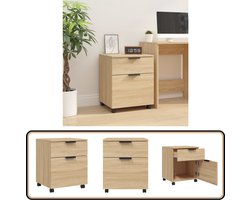 vidaXL Dossierkast - Verrijdbaar - 45x38x54 cm - Sonoma Eiken Dossierkast - Bureaukast - Houten Kast - Sonomaneiken - Archivakast