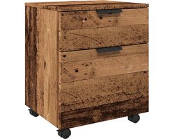 vidaXL - Dossierkast - verrijdbaar - 45x38x54cm - bewerkt - hout - oud - houtkleurig