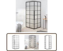 vidaXL Douchecabine - 80x70x180 cm - Mat ESG - Zwart Douchecabine - Zwarte Douchecabine - Douche Cabine - Hoekdouche - Douche Scherm