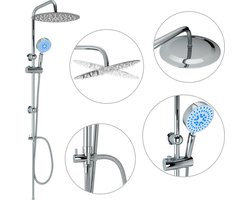 vidaXL Douchekoppenset dubbel - Roestvrij staal - Zilver Dubbele Doucheset - Regendouche - Handdouche - Douchekop - Douchestang