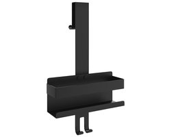 vidaXL Doucherekje - Hangend - RVS - Matzwart Doucherrek - Hangend Doucherrek - Douchespullen Organizer - Badkamer Accessoires - Roestvrijstaal